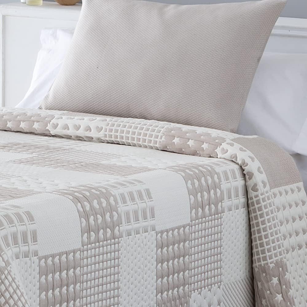 VIALMAN Colcha Bouti Ligera Cuvertură de pat Sofia 21, bumbac poliester, bej, Cama 150: 250 X 270 Cm Paturi si Cuverturi Besuche den VIALMAN-Store