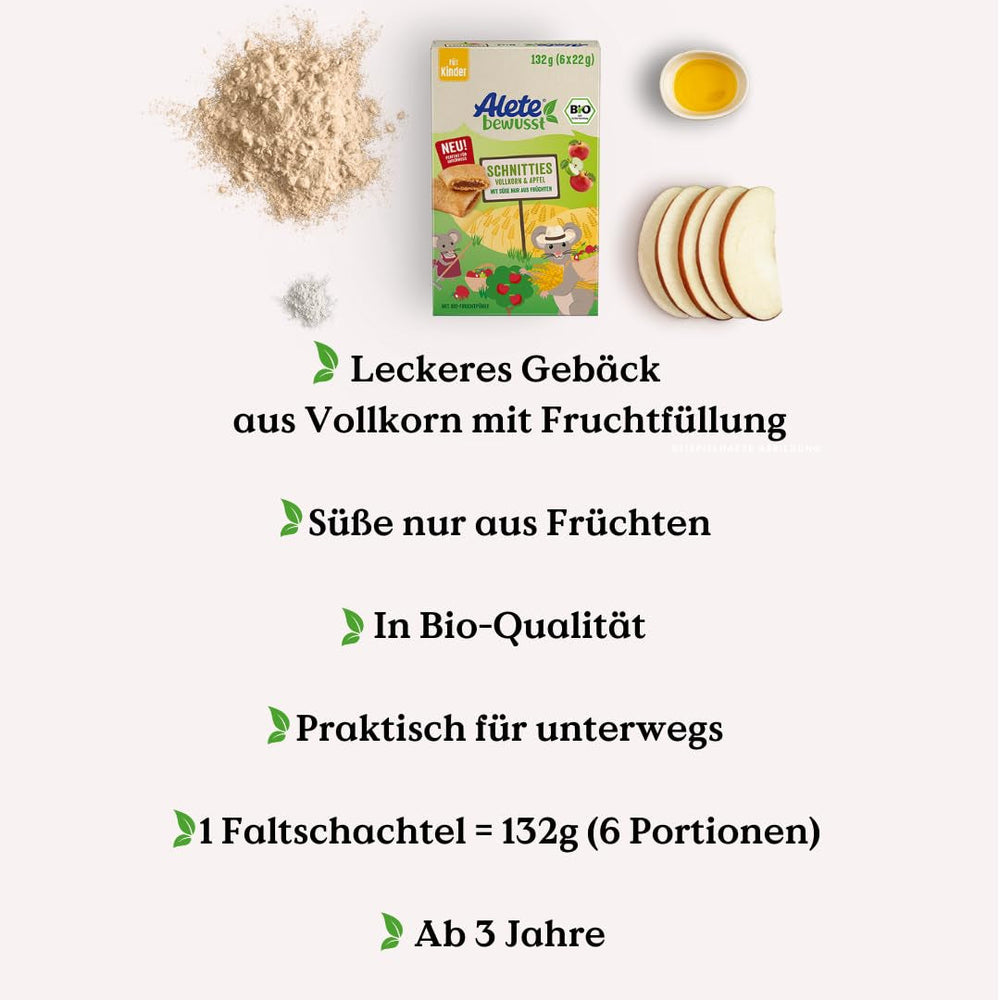 Plăcinte feliate organice Alete cu cereale integrale și mere 8 x 132 g