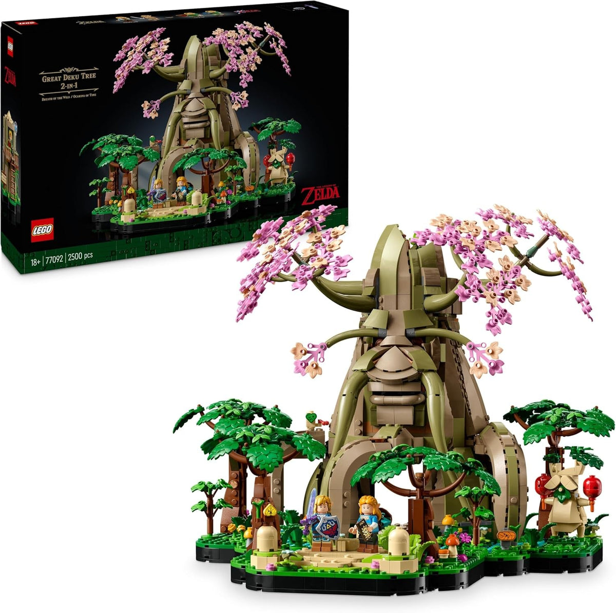 LEGO The Legend of Zelda Deku-Baum 2-in-1 - Sammlerstück zum Ausstellen mit Prinzessin Zelda & 3 Link Minifiguren - Bauset für Erwachsene & Geschenkidee für Videospiel-Fans - 77092