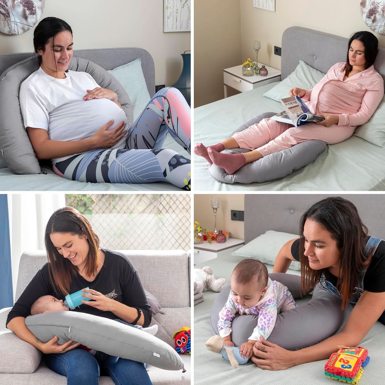 Innovagoods – Multifunktionales Stillkissen, ergonomisches Design für die Entspannung von Mutter und Kind, verstellbar für verschiedene Positionen, waschbar, farbig, Polycotton-Zubehör, Lebensmittel und Stillen, Baby Naty Shop