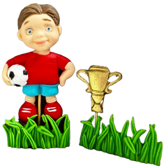 Set 4 decoratiuni comestibile din zahar, Fotbalist Decoratiuni din Pasta de Zahar Naty Shop