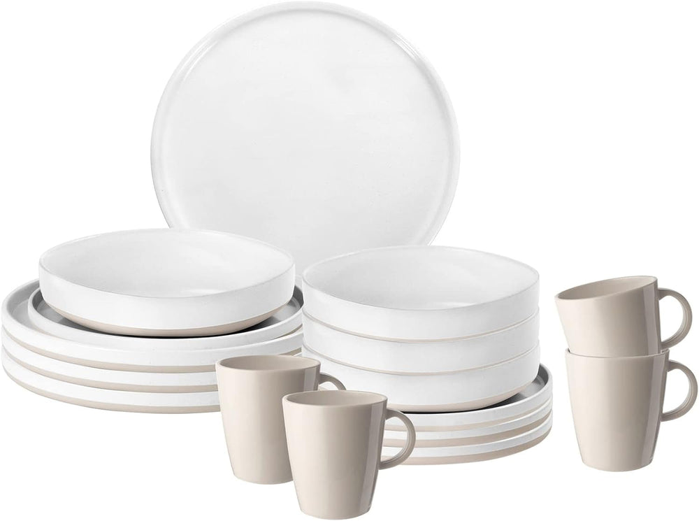 ESS Geschirr, Melamin, Lunchset, 16-teilig Geschirrsets Naty Shop Weiß/Beige