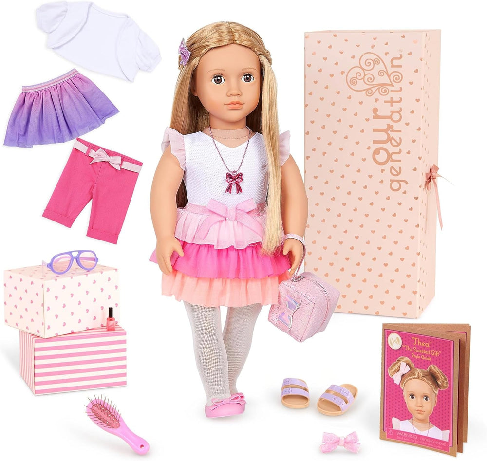 Our Generation - Stella - 46 cm Starry Fashion Starter Puppe - Blondes Haar und helle, himmelblaue Augen - 3 Outfits & Styling-Accessoires in Geschenkbox - Spielzeug für Kinder ab 3 Jahren