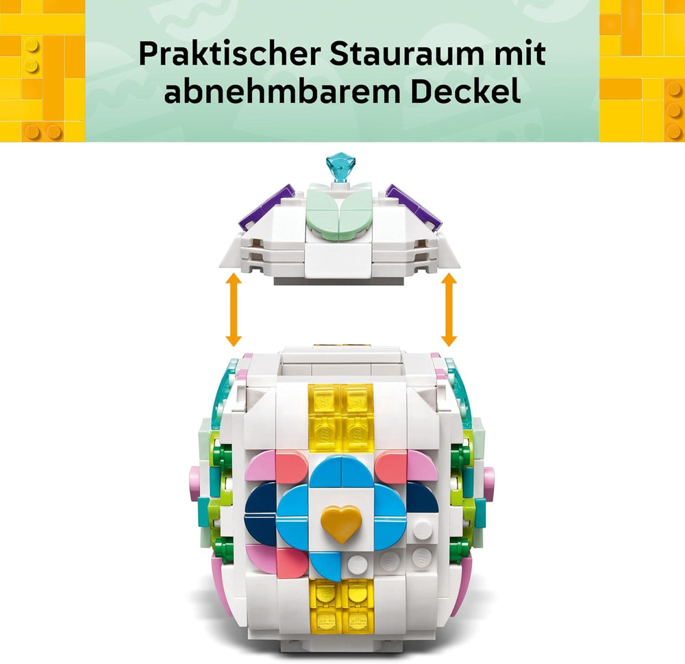 LEGO Verziertes Osterei - Mit bunten Elementen, goldenem Herz & Edelstein - Kreative Kinderzimmer Deko - DIY Set zum Bauen und Sammeln - Geschenk für Mädchen & Jungen ab 9 Jahren - 40816