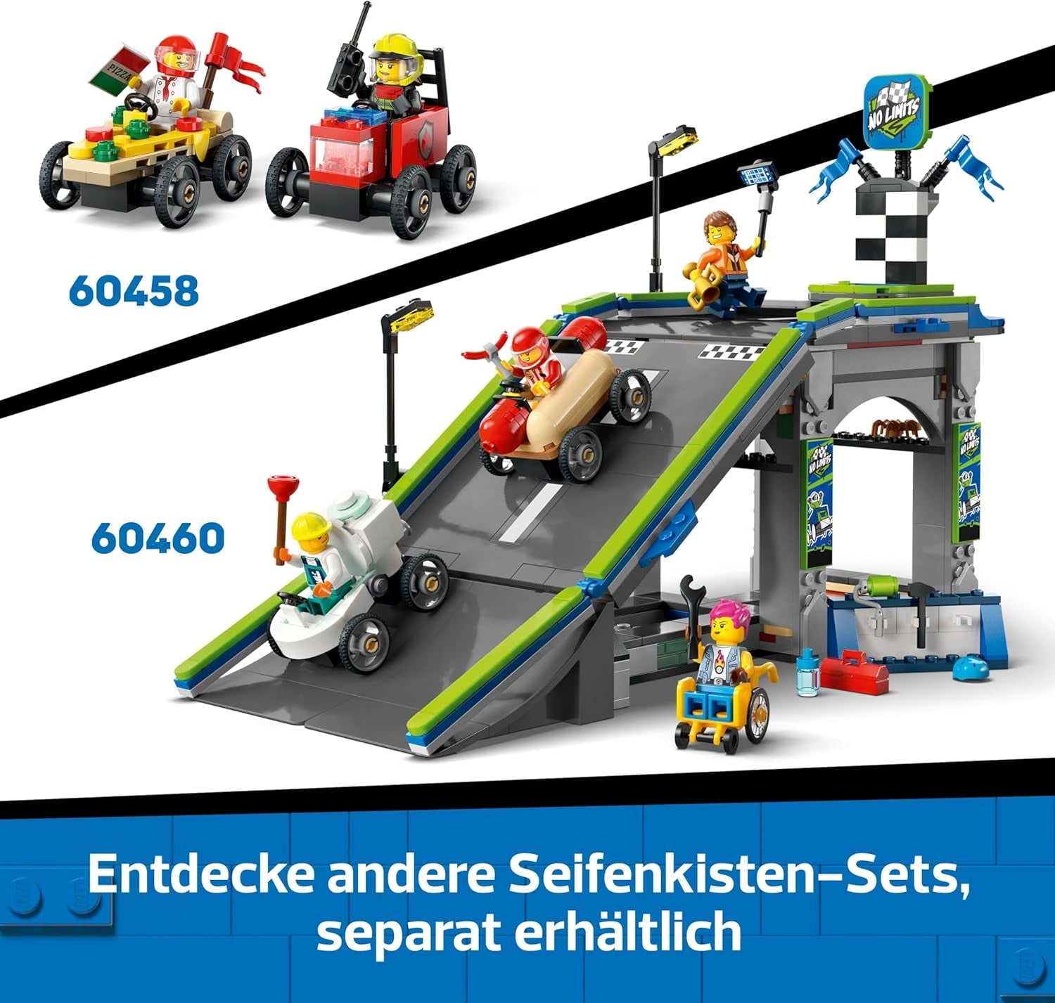 LEGO City Flugzeug vs. Krankenhausbett Rennwagen Set - Seifenkisten Spielzeug für Jungen und Mädchen ab 5 Jahren - Bauset mit 2 Minifiguren - Geschenk zum Geburtstag & für die Feiertage 60459