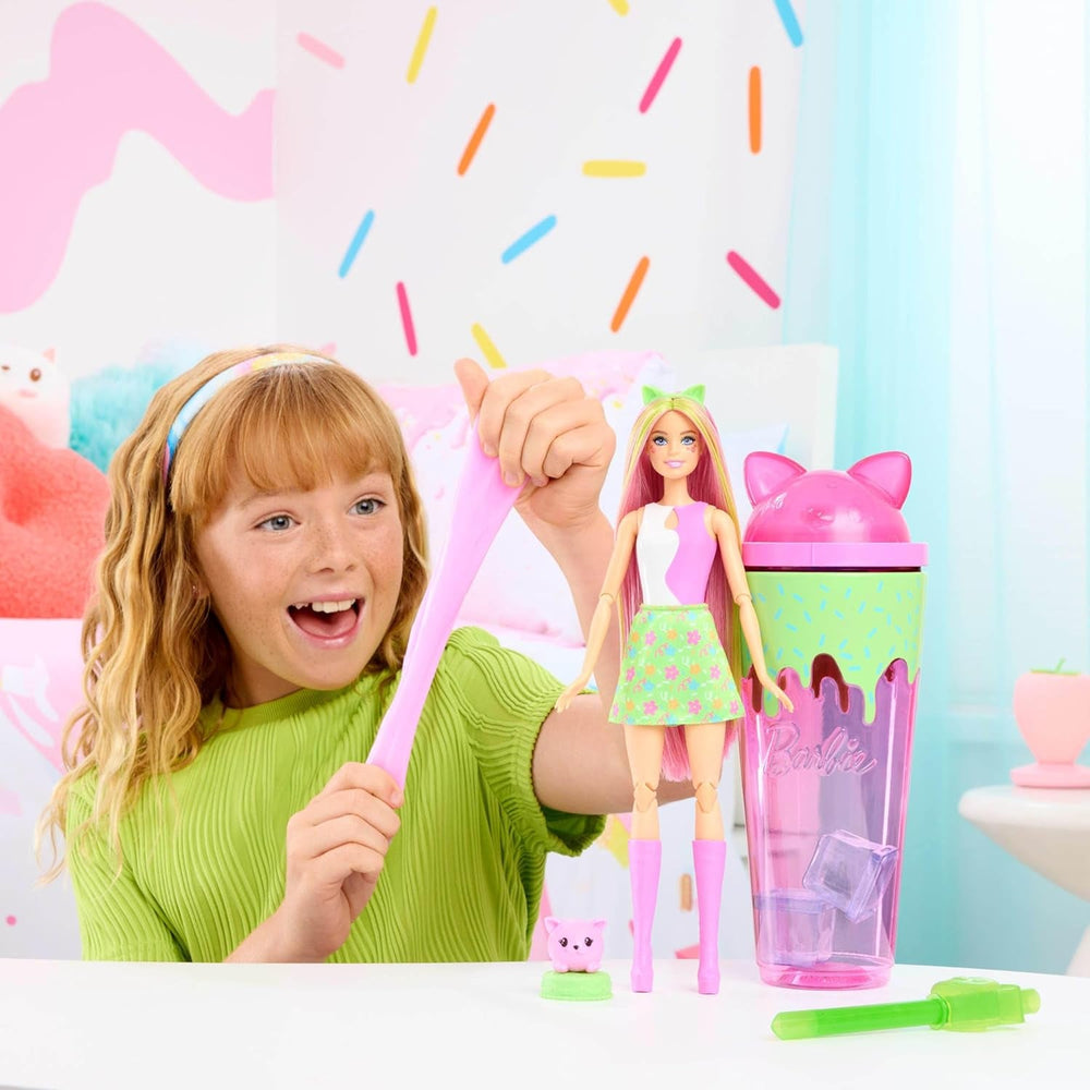 Barbie Pop-Reveal-Set aus Puppe und Accessoires, Shakes-Serie, duftende helle Häschen-Modepuppe & Haustier, mit 8 Überraschungen inklusive Farbwechsel, JCN88