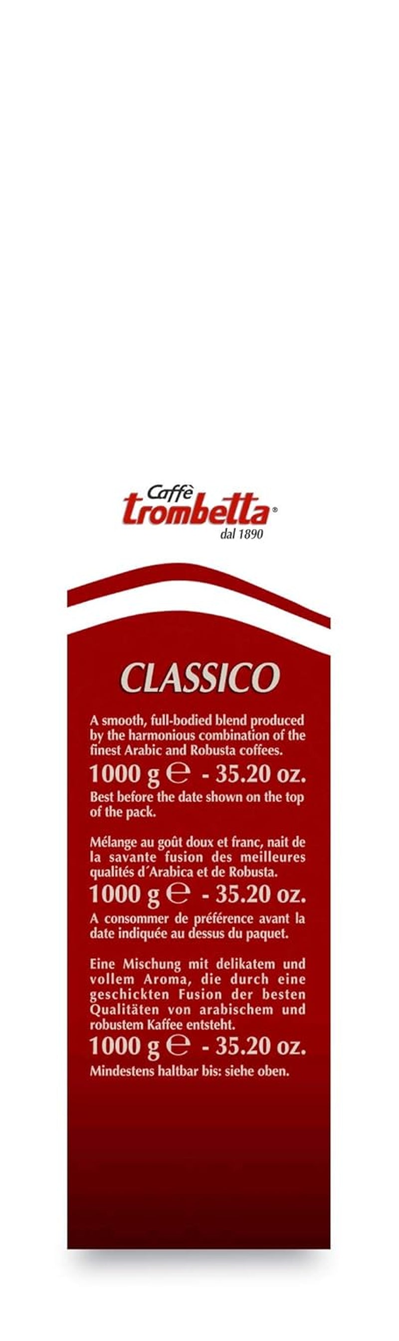 Caffè Trombetta Italia Geröstete Kaffeebohnen, klassisch, 1 kg Kaffee Naty Shop