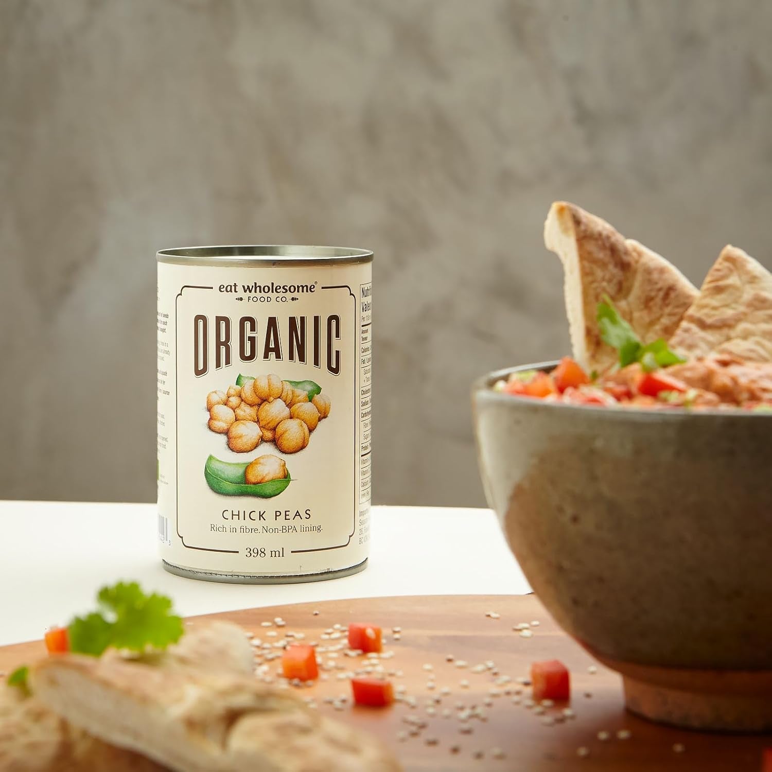 Năut organic Eat Wholesome, 400g (pachet de 12) - Gătit în apă, fără sare adăugată, 100% natural, sursă de proteine, vegan, căptușeală fără BPA și ambalaj neutru din punct de vedere al emisiilor de CO2