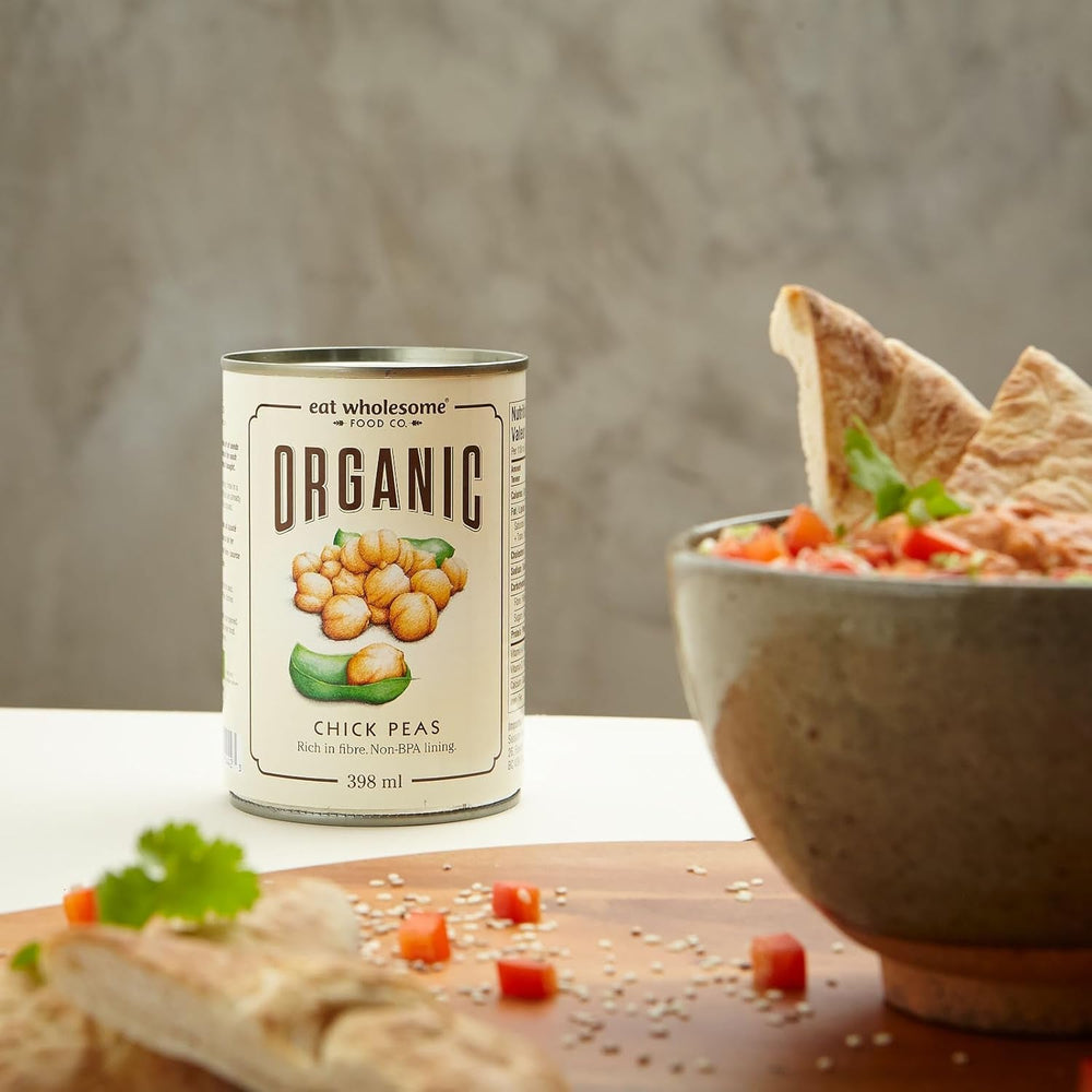 Năut organic Eat Wholesome, 400g (pachet de 12) - Gătit în apă, fără sare adăugată, 100% natural, sursă de proteine, vegan, căptușeală fără BPA și ambalaj neutru din punct de vedere al emisiilor de CO2