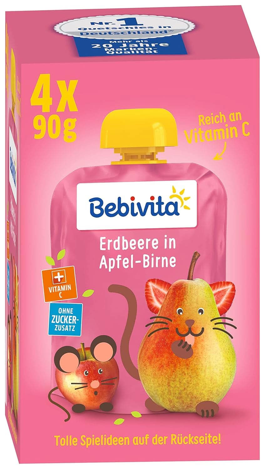 Kids fun fructe și cereale, integrale în mere-banane, pachet de 4 ( 4 X 90 grame ) Mama si Copilul Naty Shop Căpșuni În măr
