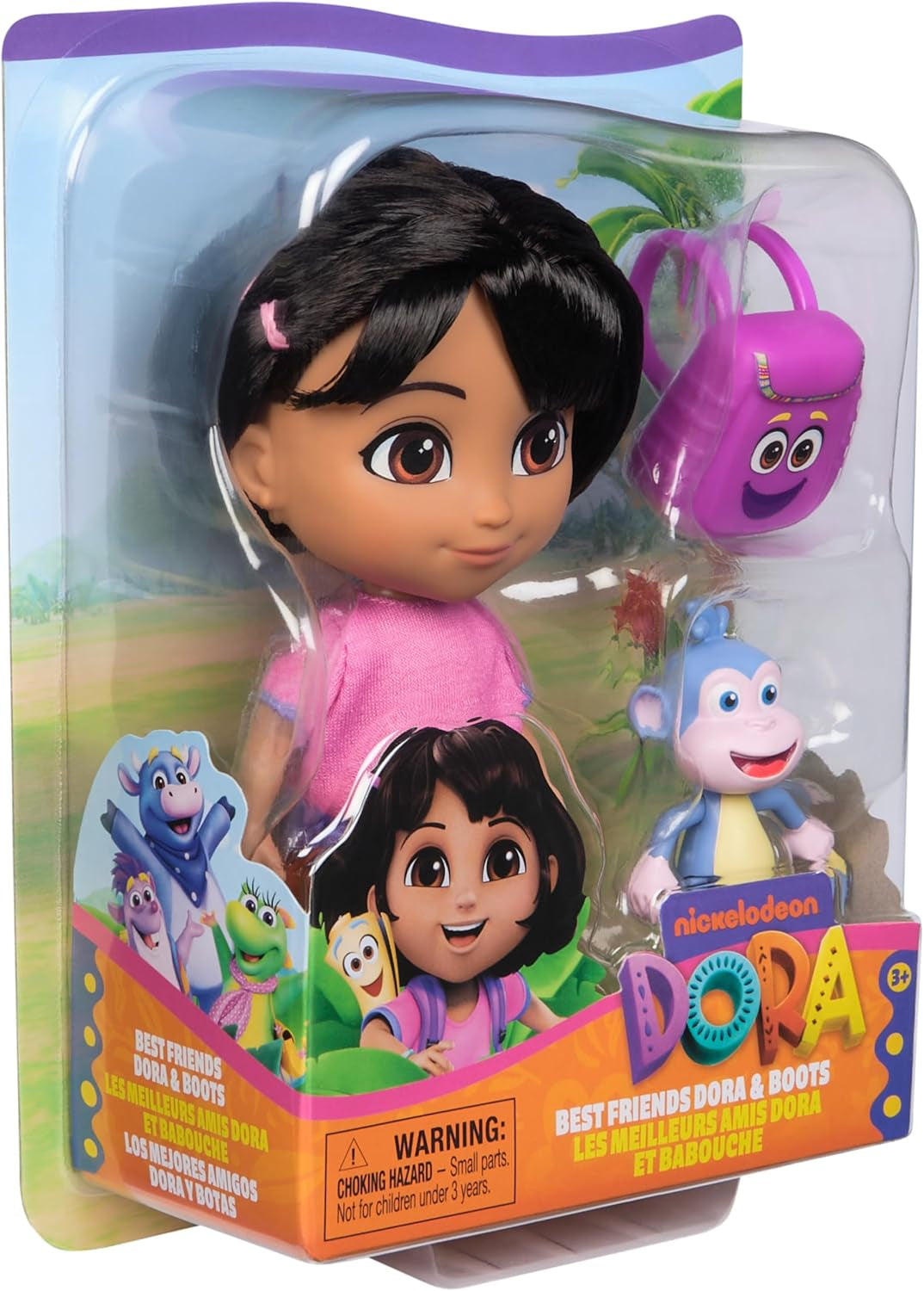 DORA - Păpușa cea mai bună prietenă - Dimensiune 22 cm, cu păr pieptănabil, ghiozdan și cizme cu maimuță, cunoscută din popularul serial TV, pentru copii cu vârsta de 3 ani și peste