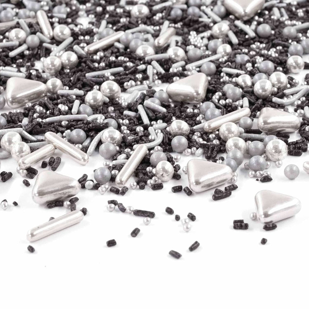 Streusel Glück Black Beauty, Mix Sprinkles Argintiu - Negru, 90 grame Sprinkles Naty Shop 90 grame