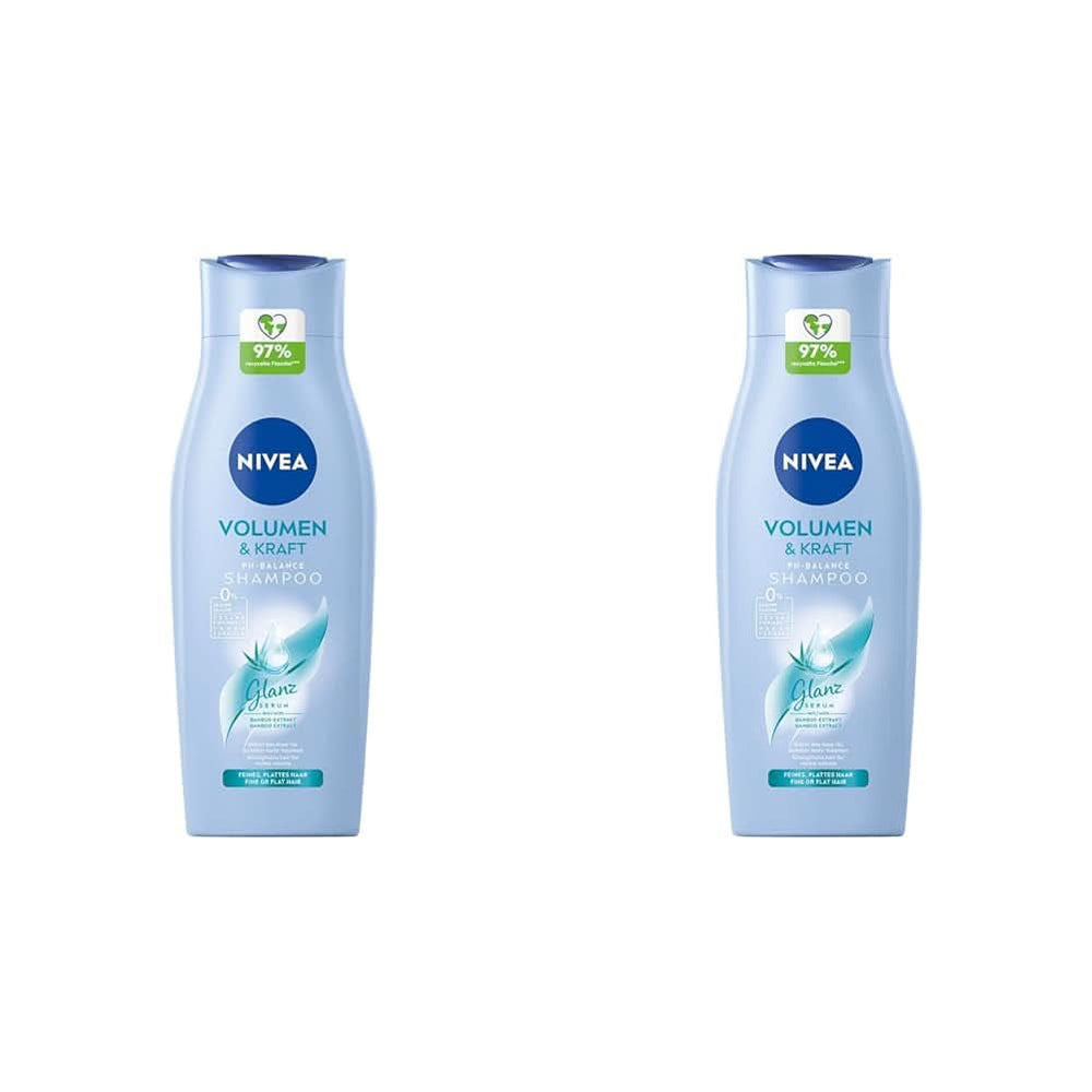 NIVEA Volume Wonder Kräftigendes Shampoo, Volumenshampoo, 50 ml Dusche und Bad Naty Shop 2 x 400 ml