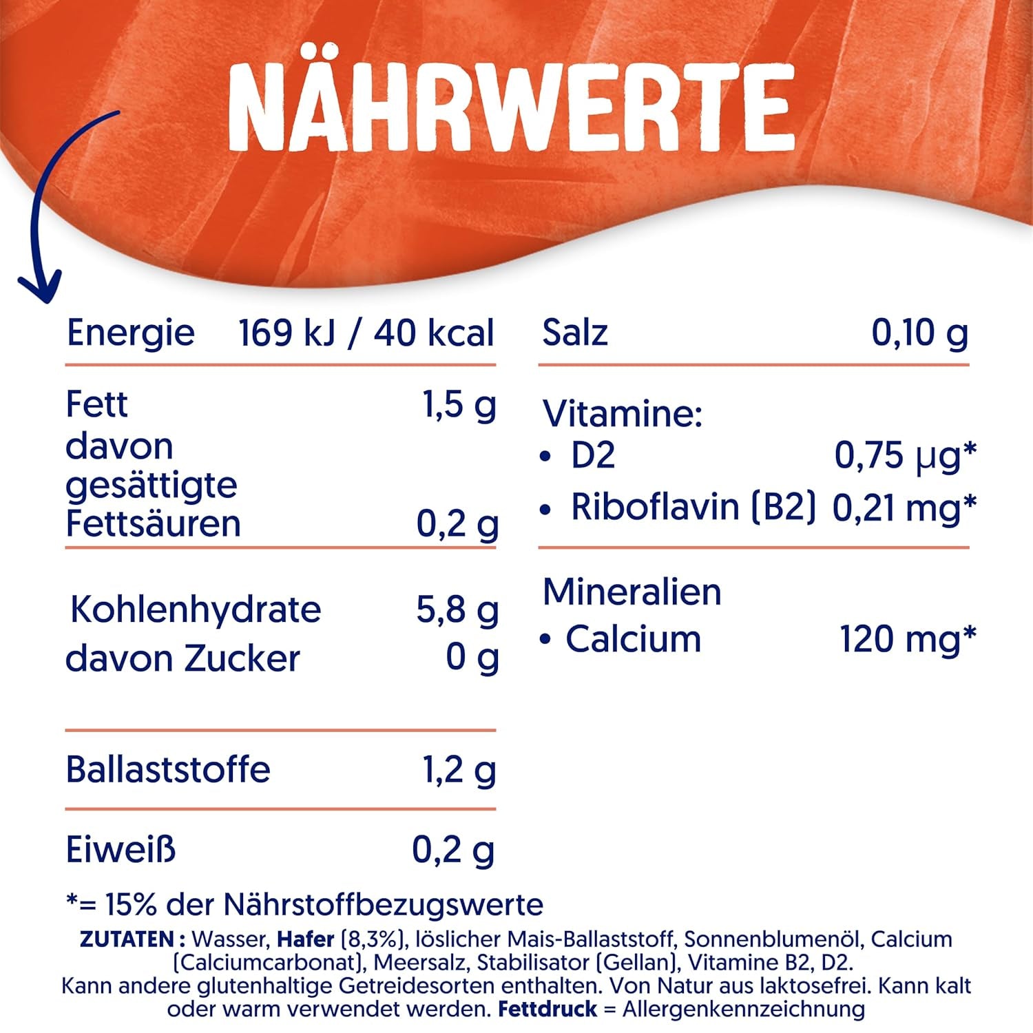 Alpro Haferdrink ohne Zucker – Milchalternative auf Haferbasis – Vegan und laktosefrei – Reich an Ballaststoffen, Kalzium und Vitaminen – 8 x 1 L