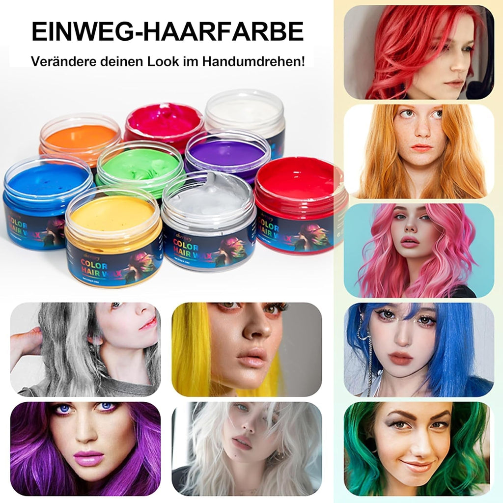 Vopsea temporară pentru păr verde - Ceară de culoare pentru păr, ton de păr pentru bărbați, femei, Pomadă pentru coafură naturală, ceară de vopsire a părului cu clip colorat pentru culoarea părului la petreceri nebune (4.23 oz, verde) Vopsea pentru par Naty Shop