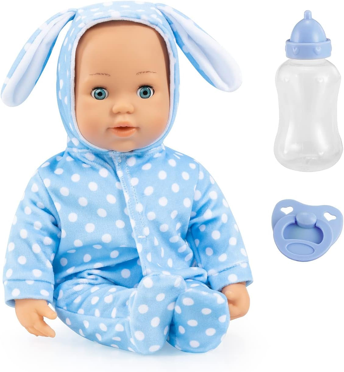Bayer Design 93822AA Babypuppe Anna, spricht 24 Babylaute, weicher Körper, Schlafaugen, Schnuller, Flasche, 38 cm, rosa, Small