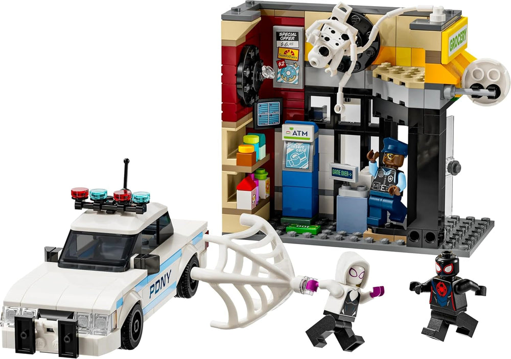 LEGO Marvel Spider-Verse: Miles Morales Vs. Spot – Superhelden-Spielset mit Spielzeugauto – 4 Minifiguren und Minimarkt – Geschenk für Jungen und Mädchen ab 9 Jahren. 76311 Bausets. Besuchen Sie den LEGO-Store