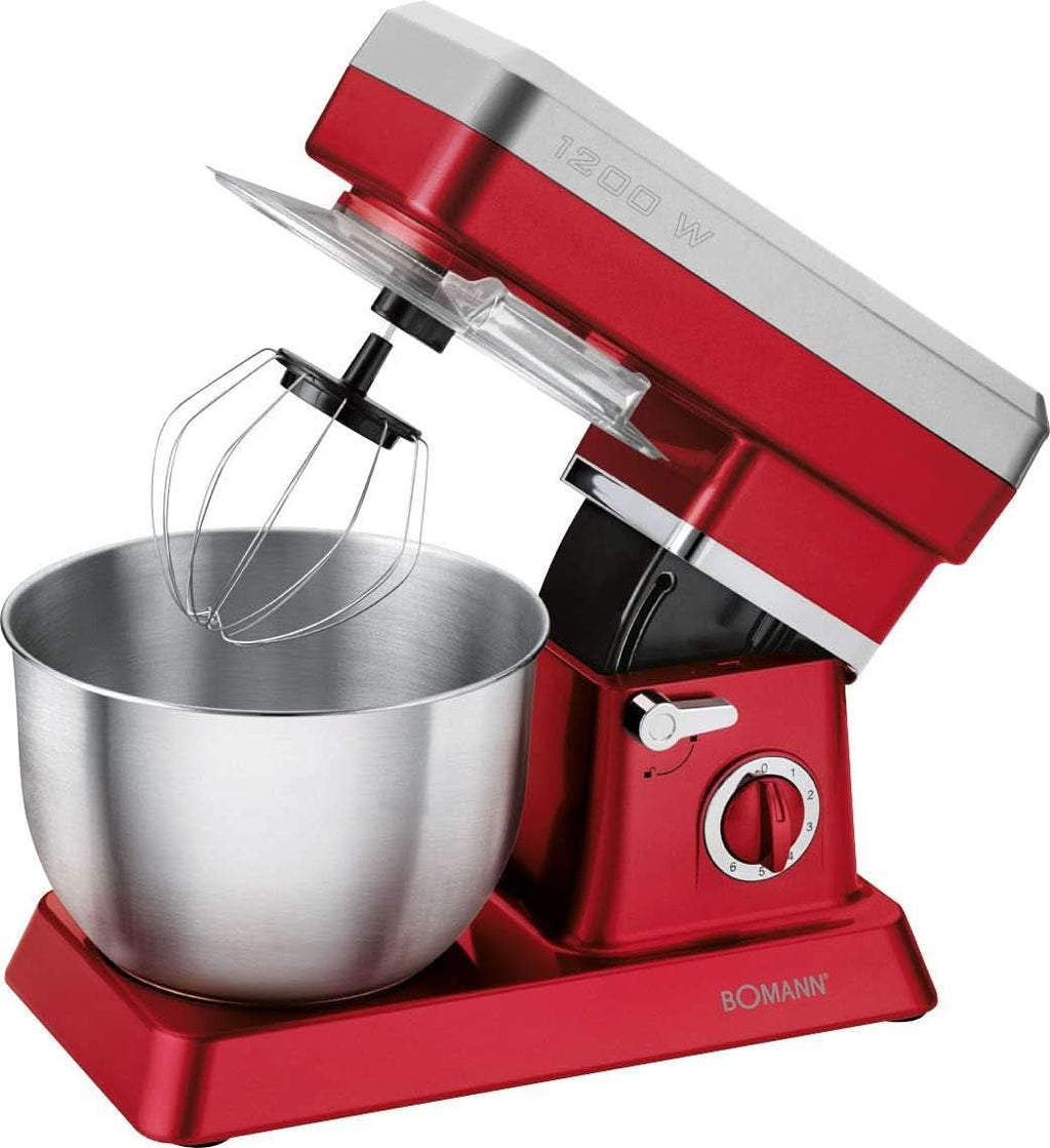 Bomann KM 398 CB Küchenmaschine, 8 Geschwindigkeitsstufen (0/1/2/3/4/5/6 + Puls), 6,3 Liter Edelstahlschüssel Für Max. 3–3,5 Kg Teigzubereitung, 1200 Watt, Rot Mama si Copilul Naty Shop