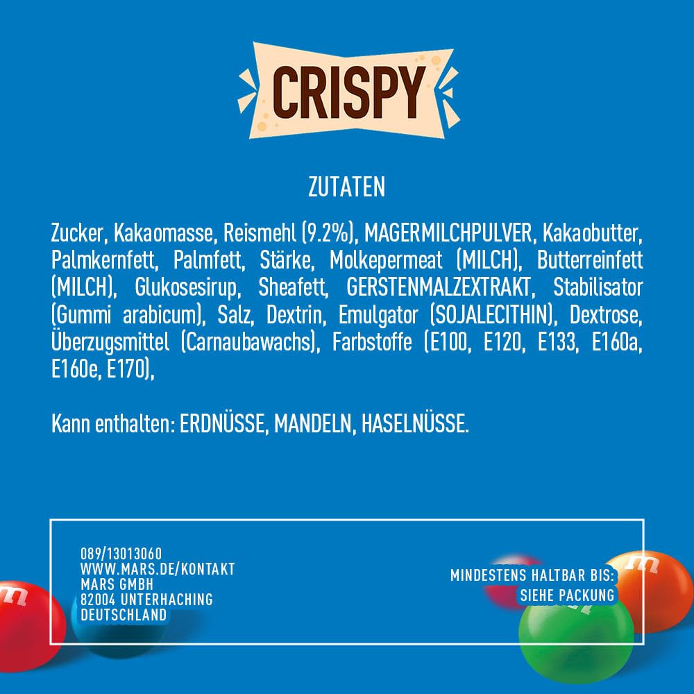 M&M'S Crispy, chipsuri de ciocolată cu miez crocant Bomboane de Ciocolata Naty Shop