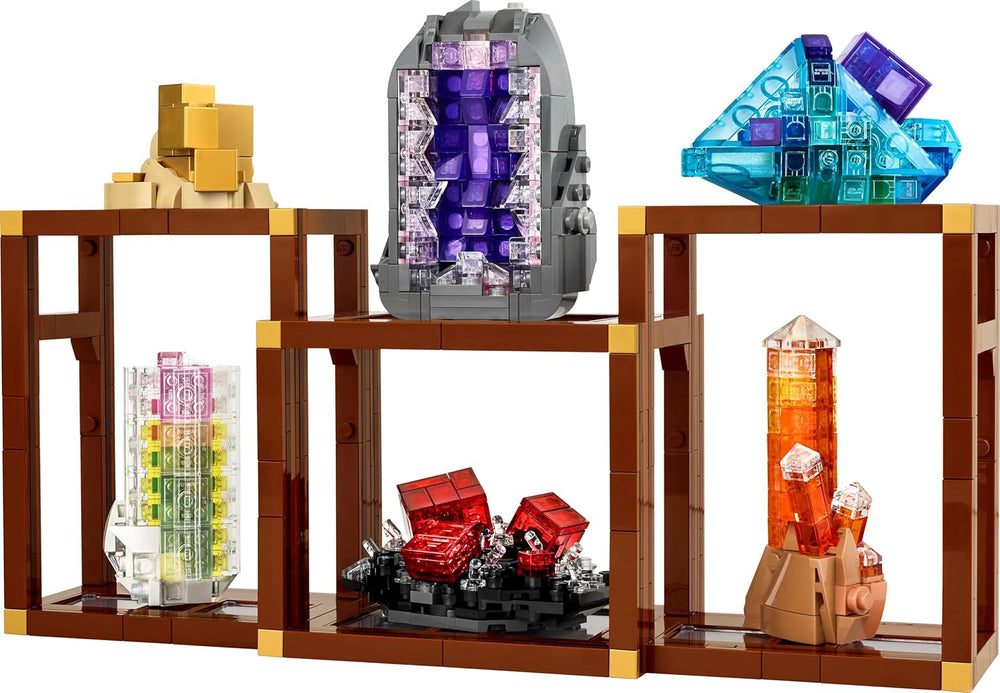 LEGO Ideas Mineraliensammlung - Set für Erwachsene - Modellbau mit Kristallelementen inkl. Amethyst, Fluorit & Tangerinquarz sowie 3 Ständern - DIY Wohn Deko Geschenkidee - 21362