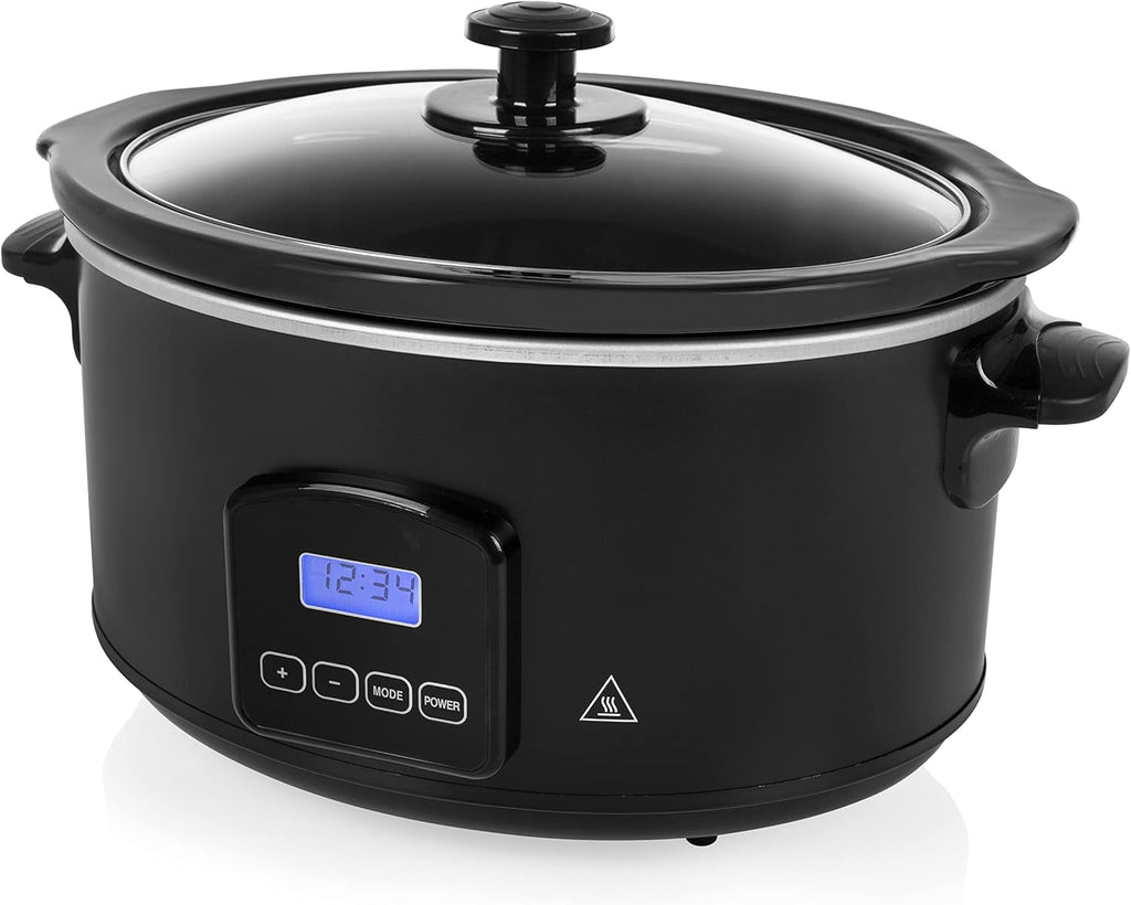 Tristar VS-3915 slow cooker, vas ceramic din oțel inoxidabil cu 2 setări de căldură și funcție de menținere la cald, 3,5 L Slow Cooker Naty Shop Digitale Steuerung