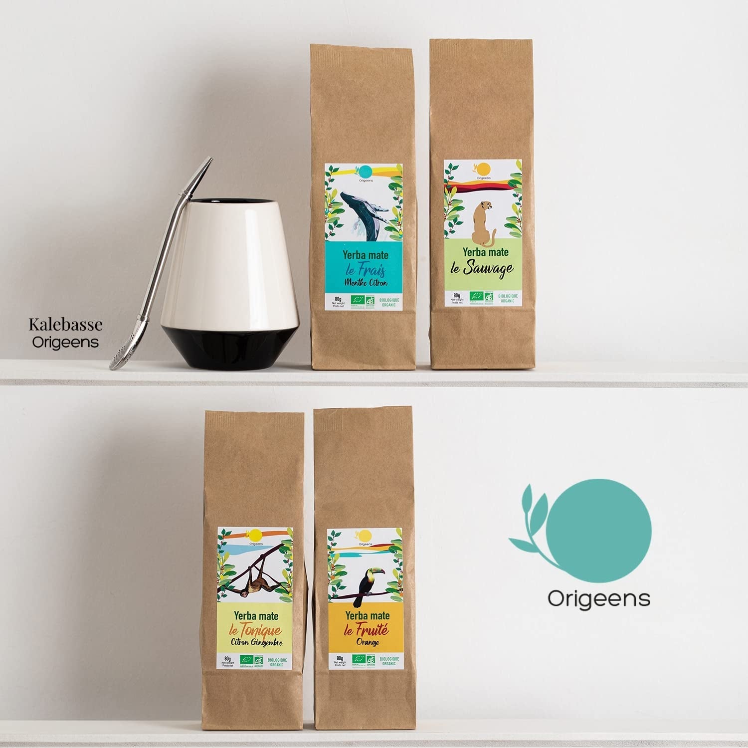 SET CADOU ORIGEENS CEAI MATE BIO X4 I Yerba Mate Bio 4X80G I Set ceai Yerba Mate, idee cadou