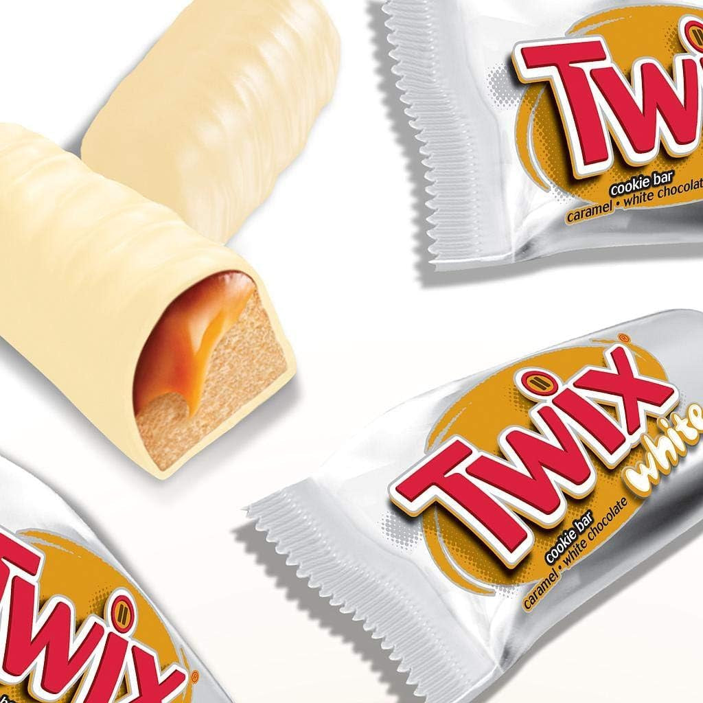 Batoane de ciocolată albă Twix | Caramel, Biscuite, Ciocolată albă | Pachet multiplu de ciocolată | 5 batoane (5 x 46 g) (Pachet de 5)