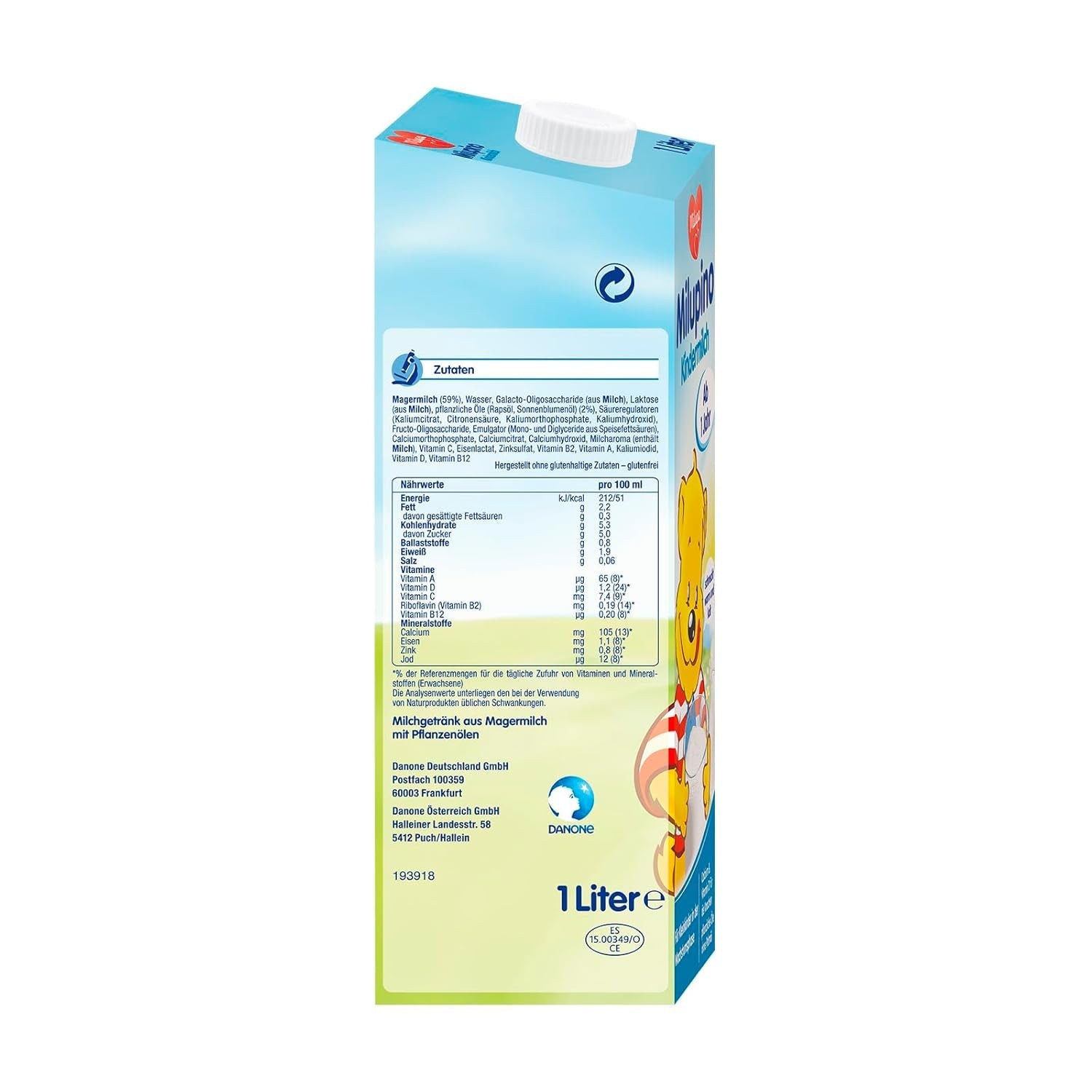 Milupa Milupino Lapte de creștere gata de băut (6x1L), de la 1 an, pentru copiii mici în faza de creștere