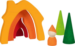 Goki 58427 – Zwergenhaus – Goki Evolution – Hergestellt aus hochwertigem Ahornholz – 7 Teile – Bunte Farben auf Wasserbasis – Hergestellt in Europa. Puppenhäuser Naty Shop