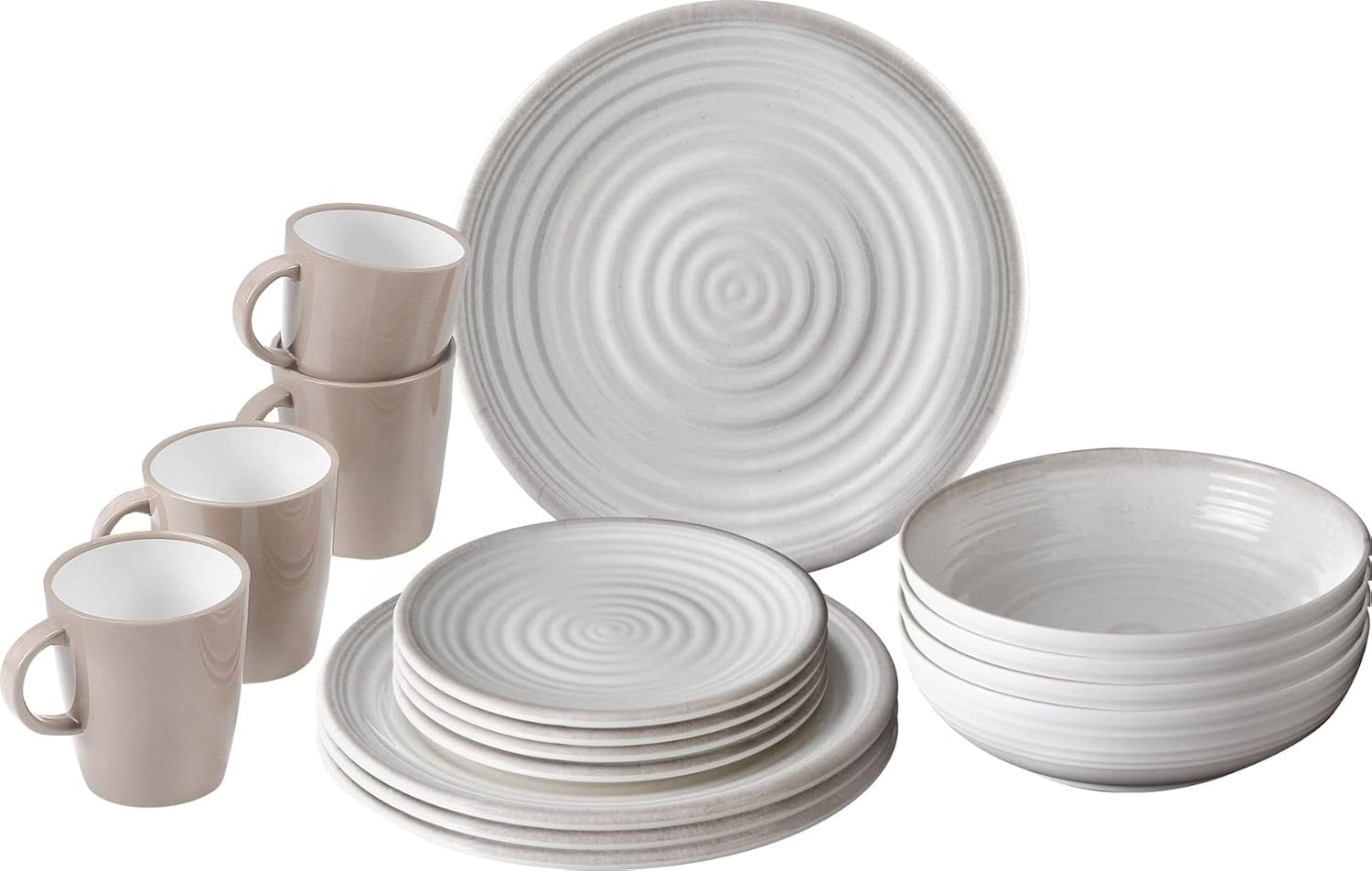 ESS Geschirr, Melamin, Lunchset, 16-teilig Geschirrsets Naty Shop Hellgrau