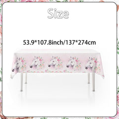 Set de petrecere cu 51 de piese, farfurii de hârtie cu cai roz, pahare, șervețele, pentru copii, fete, băieți, decorațiune de masă cu cai pentru ziua de naștere