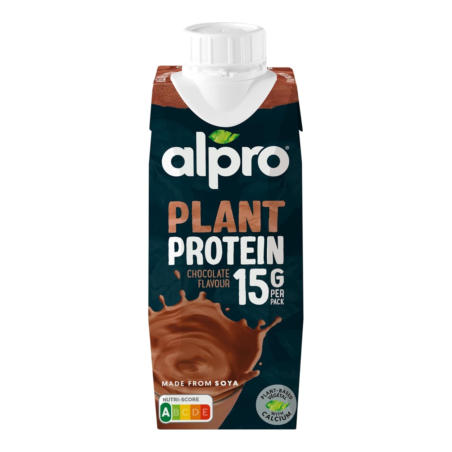 Alpro Proteindrink Schokoladengeschmack – Vegan und milchfrei – Ohne Süßstoffe – Von Natur aus laktosefrei – Reich an Ballaststoffen, Calcium und Vitaminen – 15 x 250 ml – Haltbar