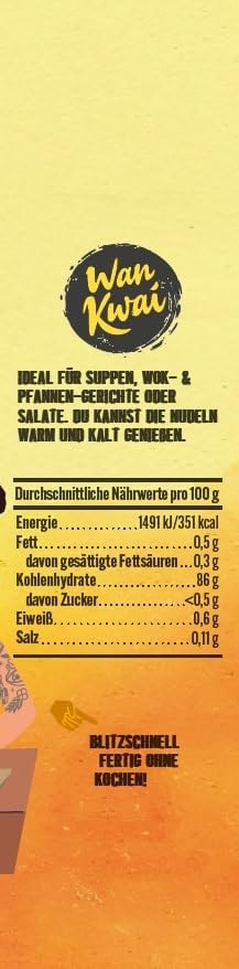 Wan Kwai Glasnudeln 100g – asiatische Gourmet-Vielfalt! Glutenfrei, hergestellt aus Mungobohnenstärke und Wasser. Ideal für Suppen, Wok-Gerichte und Salate. Zarte Textur, in 5 Minuten fertig.