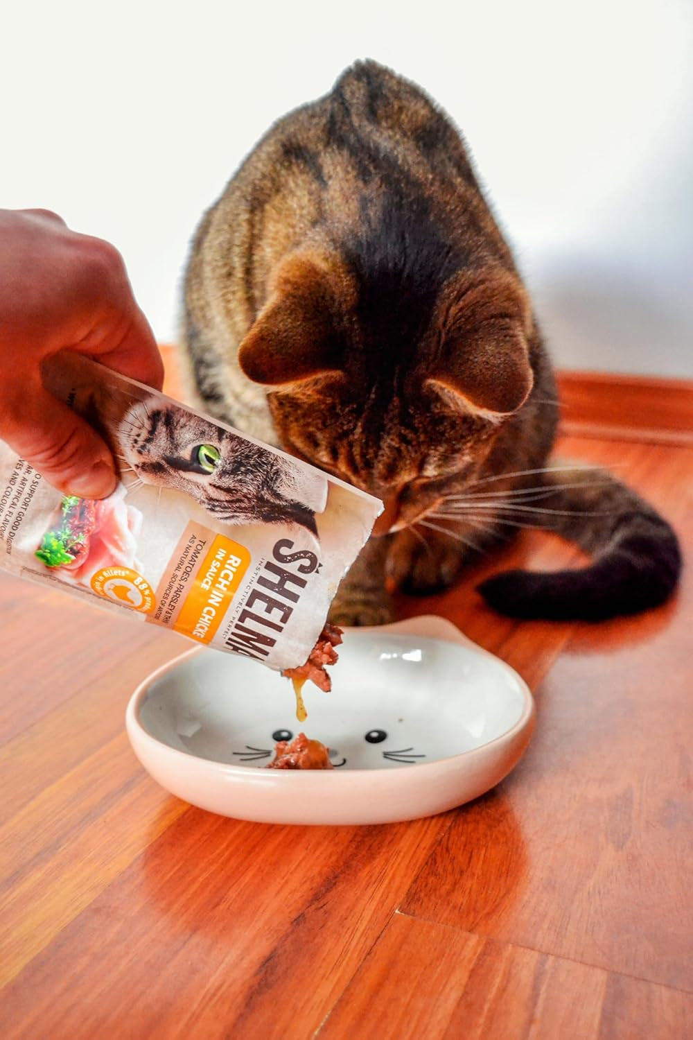 Hrană umedă pentru pisici Shelma cu curcan în sos cu roșii și ierburi – Hrană completă fără cereale cu conținut ridicat de carne – 28 x 85 g (2,38 kg)