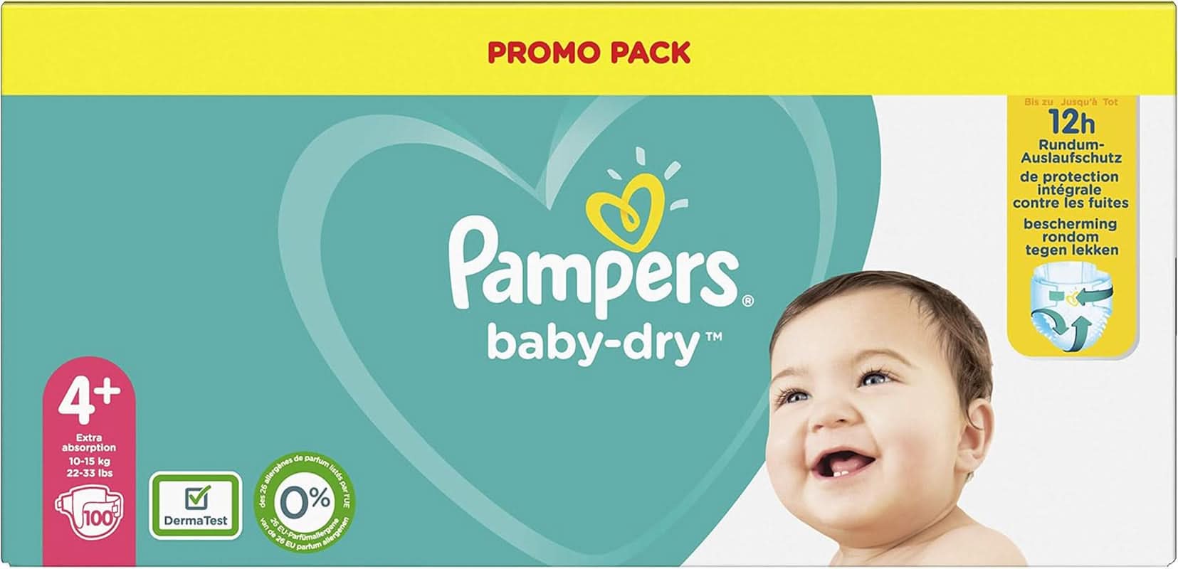 Pampers (klassische Version), Windeln für Babys Größe 4+ (10-15 kg), 100 Stück Mutter und Kind Naty Shop
