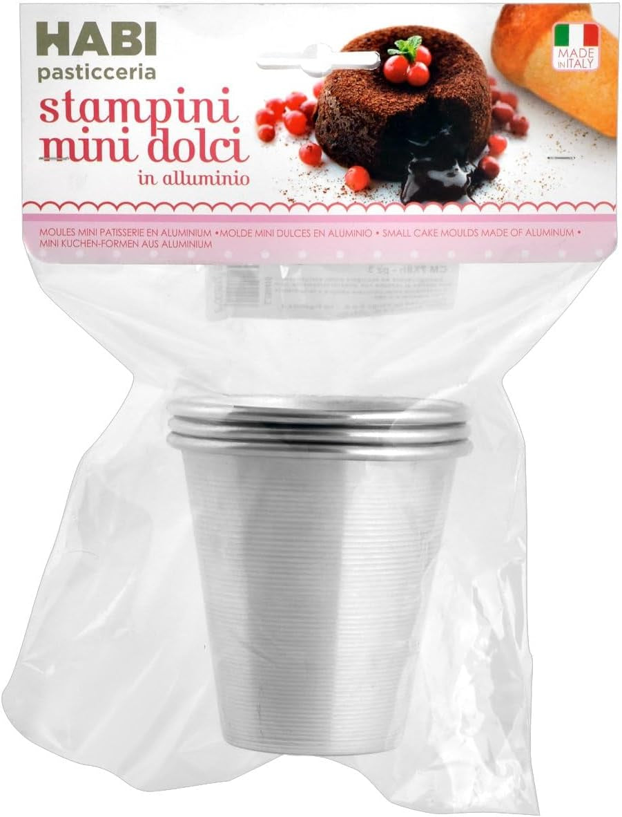 Packung mit 3 Baba Au Rhum-Formen, 7 x 8 cm, Aluminium, 3 Stück Backformen und Tabletts Naty Shop