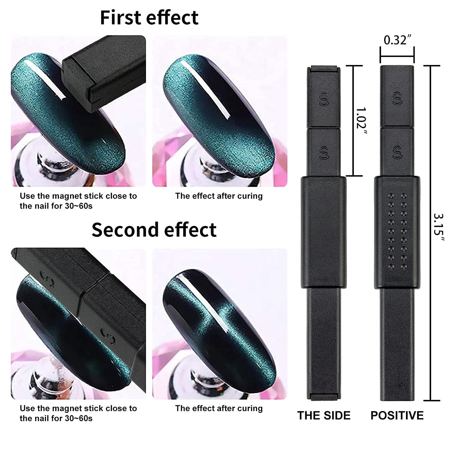 Nail Art Werkzeug Magnetstift, 10 Stück Nagel Magnet Stick Tool Set, Nagel Magnet Stift Und Starker Magnet Stock Punktierungsstifte Für DIY 3D Magnetisches Katzenauge UV Gel Polnisch Nagel Kunst