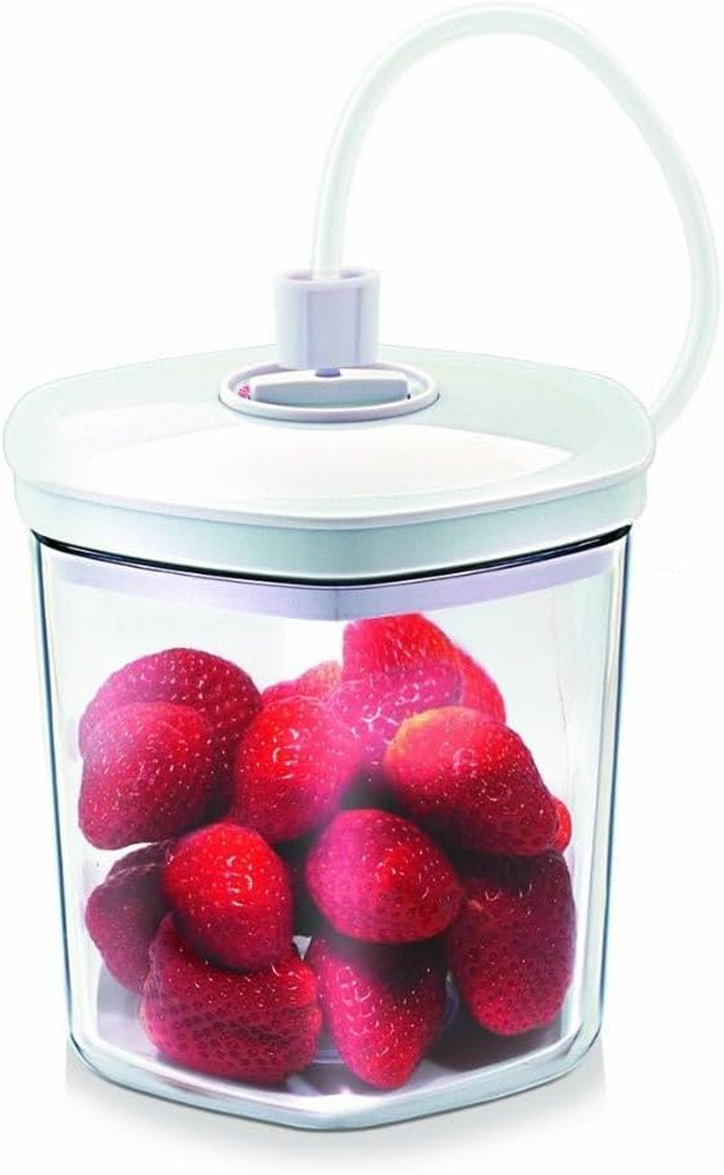 Set de recipiente de vid CASO, recipient rezistent la rupere și la spălarea vaselor, 3 recipiente de vid pentru alimente sensibile la presiune și lichide, potrivite pentru toate sigilatoarele de vid CASO cu conexiune pentru furtun, stivuibile Cutii depozitare alimente Naty Shop