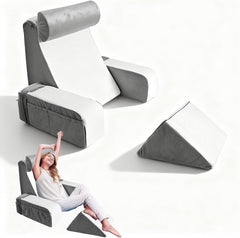 Pernă de citit cu suport pentru gât și cotieră detașabile, pernă de spate confortabilă și ușoară pentru pat și canapea, pernă de spate pentru adulți, spătar din spumă cu memorie pentru citit, vizionat la televizor și jocuri video