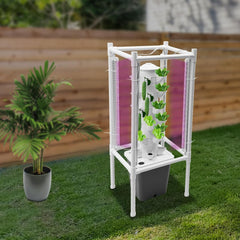 Kit de creștere turn hidroponic, 30 de găuri, 6 niveluri, turn de plantare fără sol, sistem hidroponic, turn aeroponic, grădină verticală, turn de căpșuni, sistem de creștere hidroponic pentru ierburi, fructe și legume (gri)