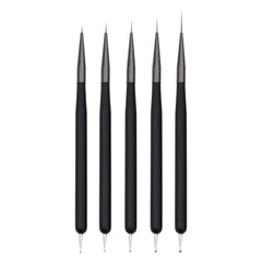 Nagelkunst-Pinsel, 5 Stück, Nailart-Pinsel, Punktierstift-Werkzeuge, Malkunst-Design-Pinsel-Set Für Lange Linien, Dünne Details, Feine Zeichnungsgrößen 7/9/11/15/22 Mm, Schwarz