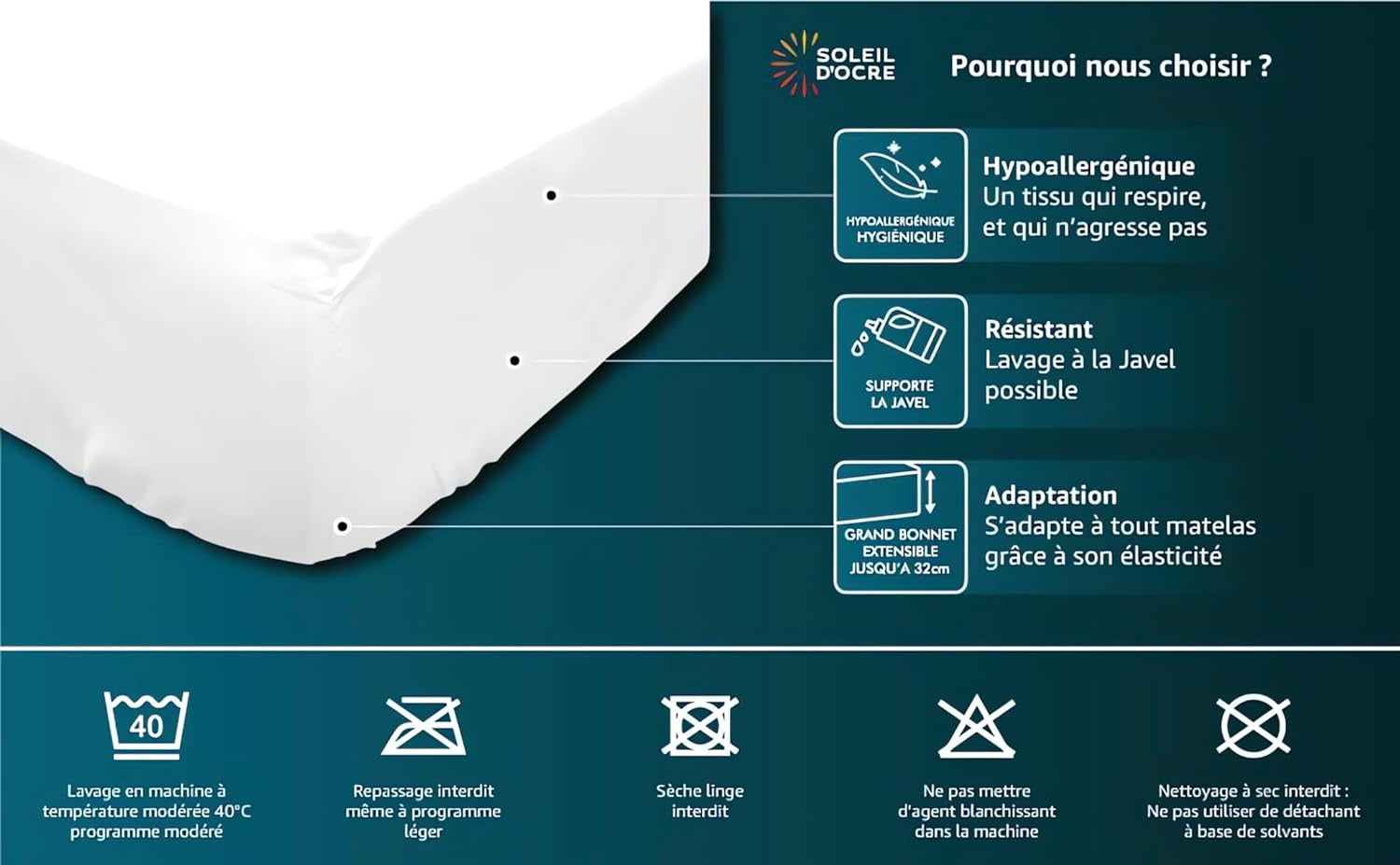 Soleil D'Ocre Saltea protejată cu flanelă, bumbac, alb, 180 X 200 cm Plapumi si pilote Naty Shop