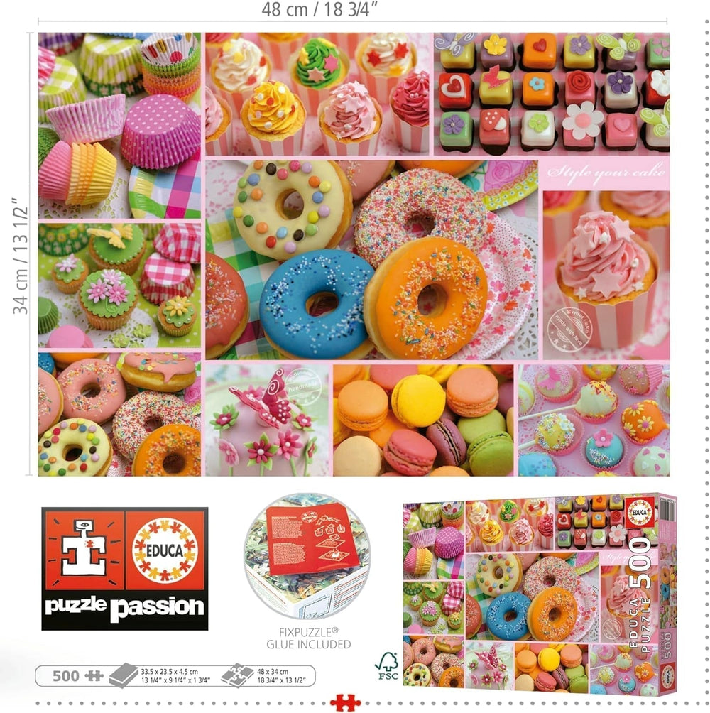 Educa - Puzzle de 500 de piese pentru adulti | Colaj de bomboane. Dimensiuni: 48 X 34 cm. Include lipiciul de puzzle Fixpuzzle. Pentru 11 ani (19904) Puzzle Naty Shop