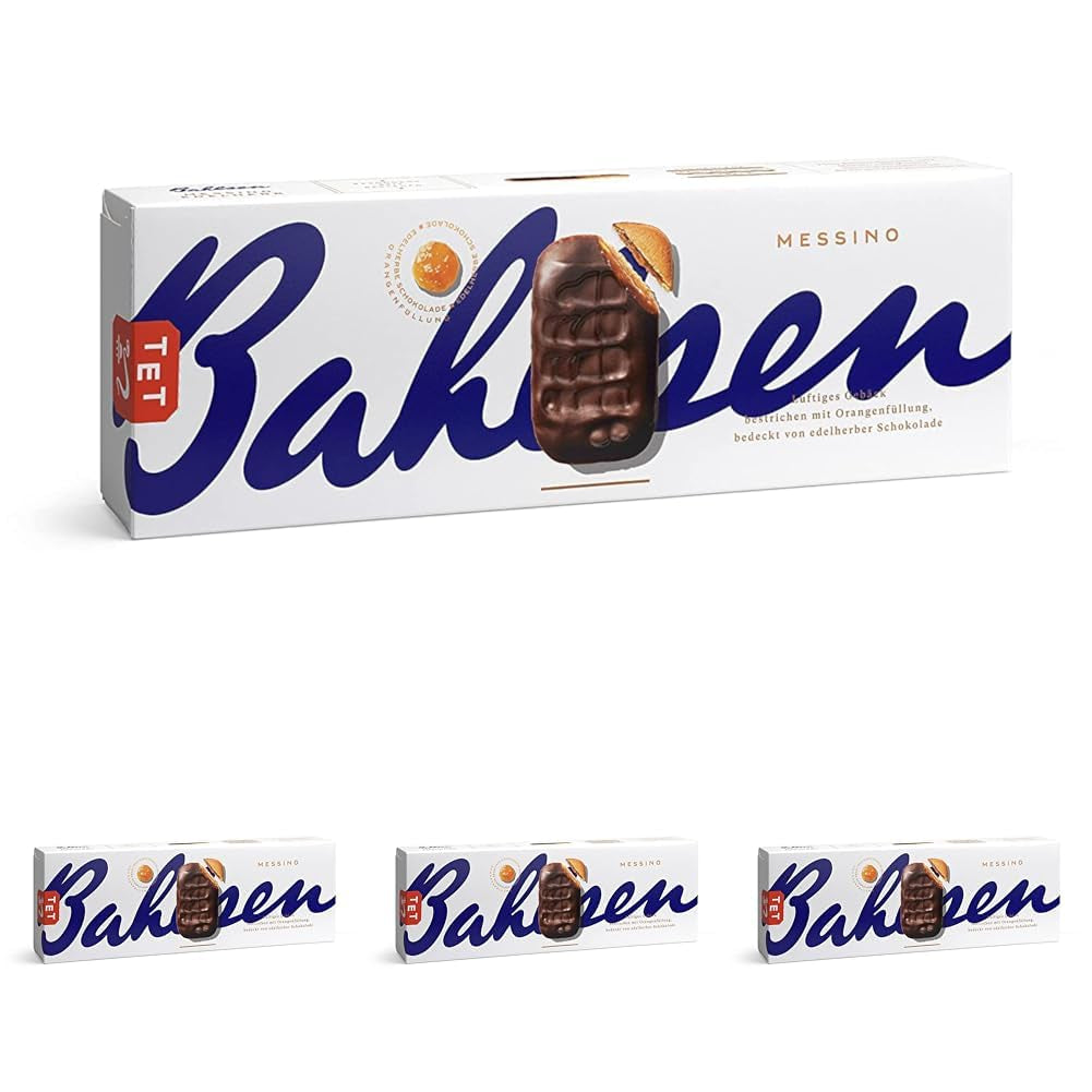 Bahlsen Messino Edelherb - Pachet de 4 - Aluat pufos cu umplutură de portocale și ciocolată Edelherb (1 x 125 g)