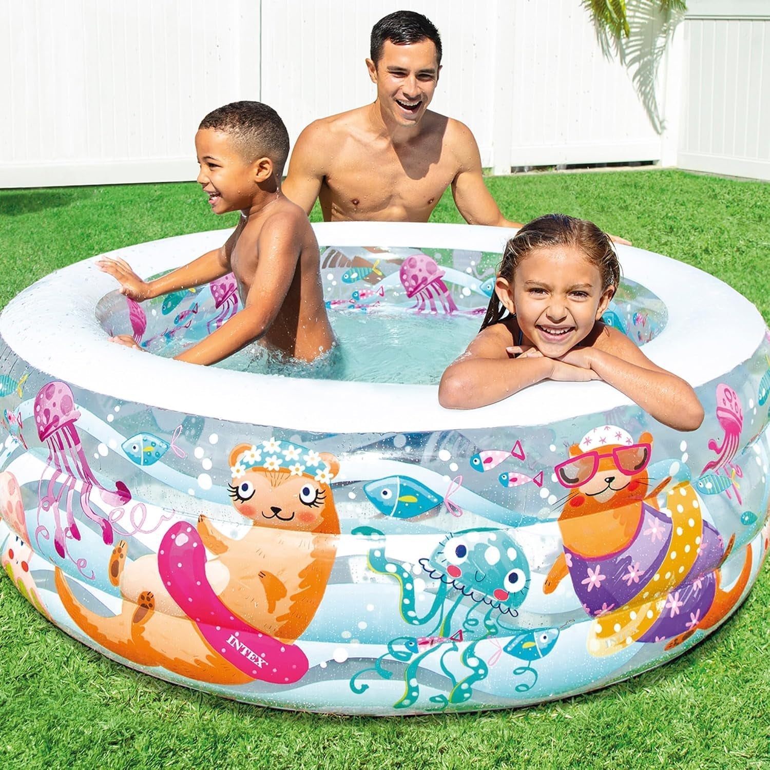 Piscină acvariu Intex, multicoloră, 152x152x56 cm, 58480NP