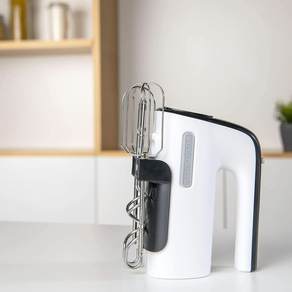 Taurus Station Inox - Standrührgerät Für Backwaren, 500 W, 5 Geschwindigkeiten, Turbofunktion, 2 Arten Von Rührstäben: Kneten Und Mixen, Weiß/Schwarz Mother and Child Naty Shop