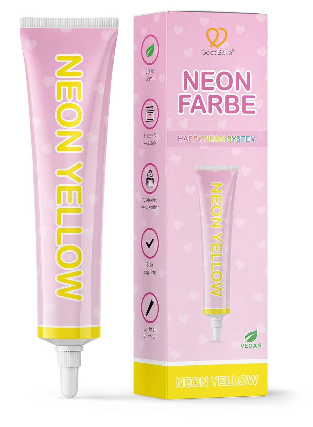 Goodbake Neonlebensmittelfarben 6 Farben Set – Intensive Lebensmittelfarbe – Lebensmittelfarbpaste – Zum Einfärben Von Torten, Fondant, Buttercreme Uvm. – 100% Vegan Naty Shop Neon Gelb