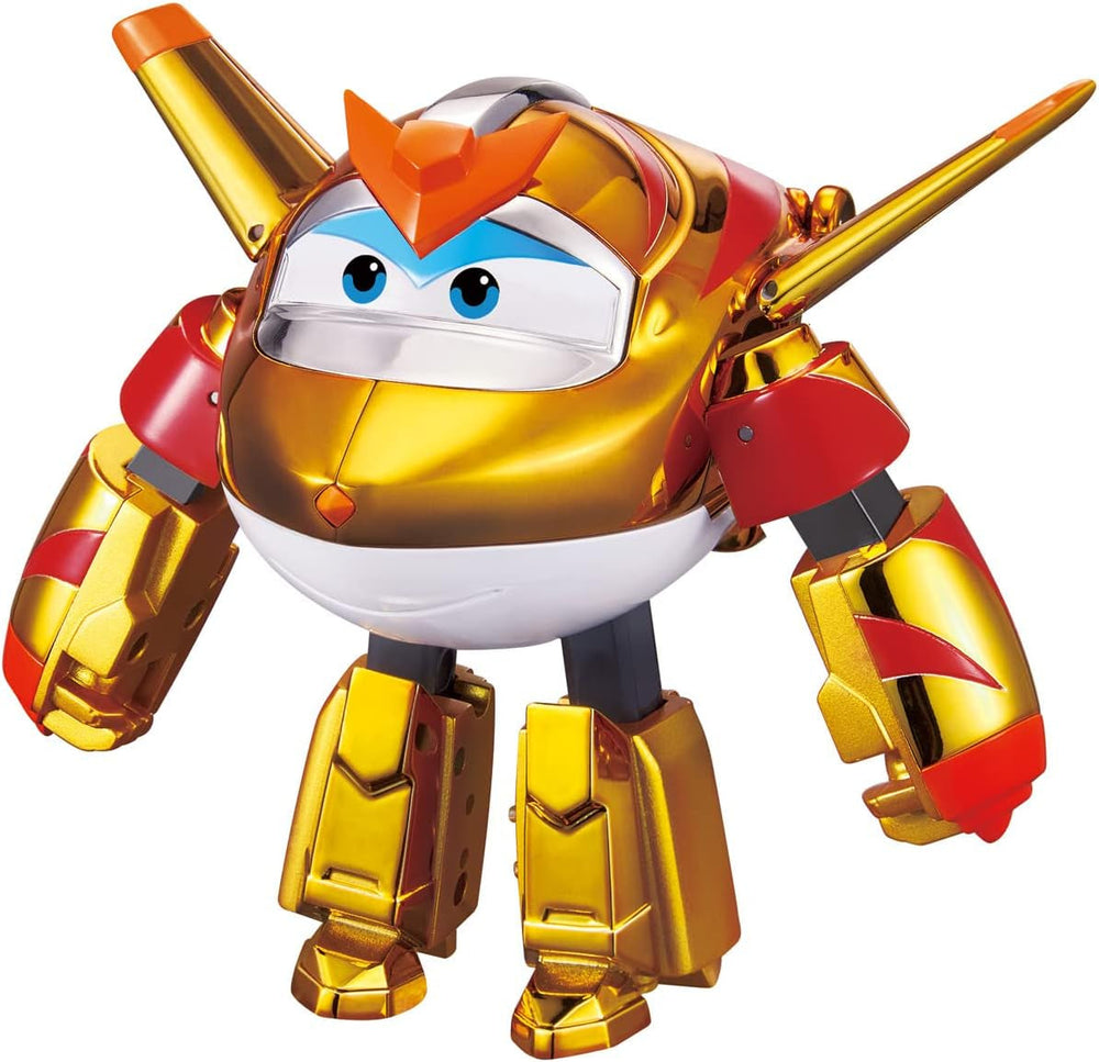 Super Wings EU750231 – Golden Boy Cabrio-Flugzeug, ca. 20,5 cm großes Kinderspielzeug, verwandelbare Flugzeug- und Roboter-Actionfiguren, Naty Shop