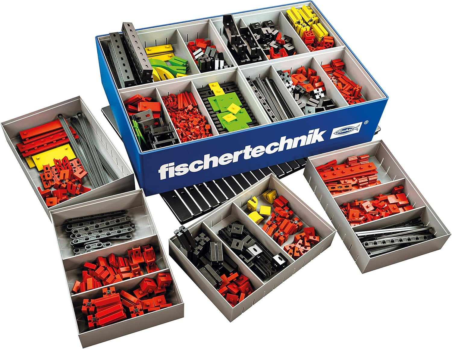 Fischertechnik 554195 Creative Basic - eine große Auswahl an ausgewählten Inhalt: 630 Bauteile, eine Grundplatte, Box 1000 und das Flexible Aufbewahrungssystem