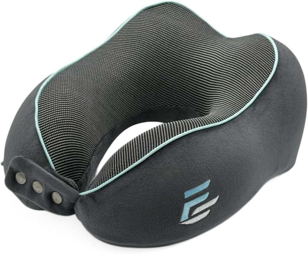 Flagshipper pernă pentru gât avion - pernă pentru gât adult - pernă pentru gât mașină - pernă de călătorie spumă de memorie - lavabilă cu parte din spate îngustă (catifelată moale și respirabilă) - reglabilă, gri Perne ortopedice cervicale Naty Shop